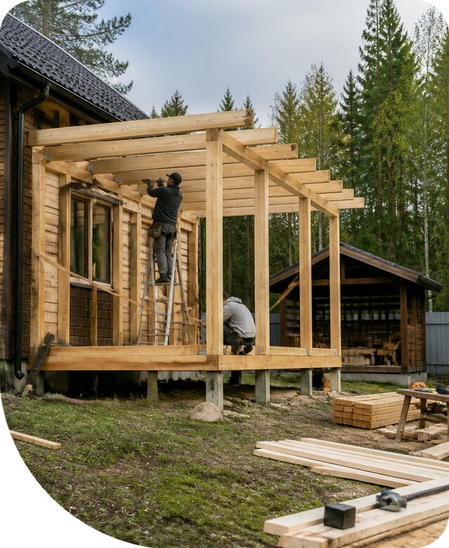 Строительство пристроек и построек на участке в Шумерле